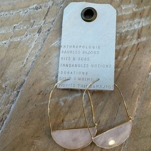 Anthropologie Semi-Precious Gold and Pink Hoop Earrings